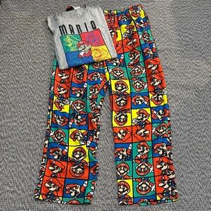 Nintendo Mario Men’s Pajama Set - Gray and Multicolor